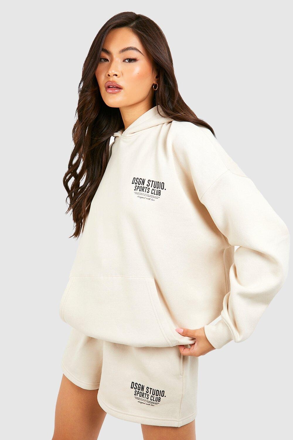 

Худи оверсайз с лозницой sports club Boohoo, экру