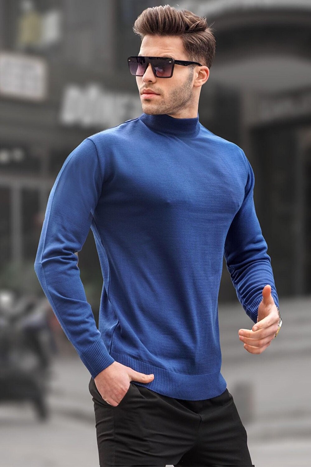 

Мужской трикотажный свитер Indigo Slim Fit с полуводолазкой 6343 MADMEXT