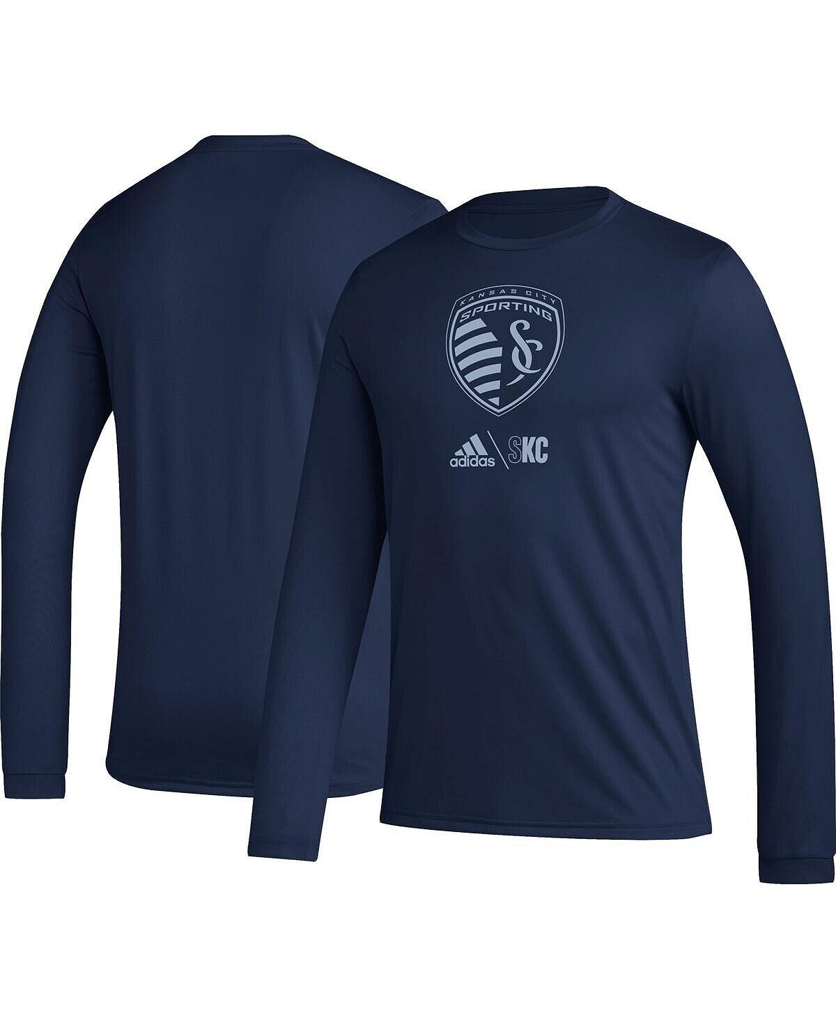 

Мужская темно-синяя футболка Sporting Kansas City Icon с длинным рукавом adidas, Синий