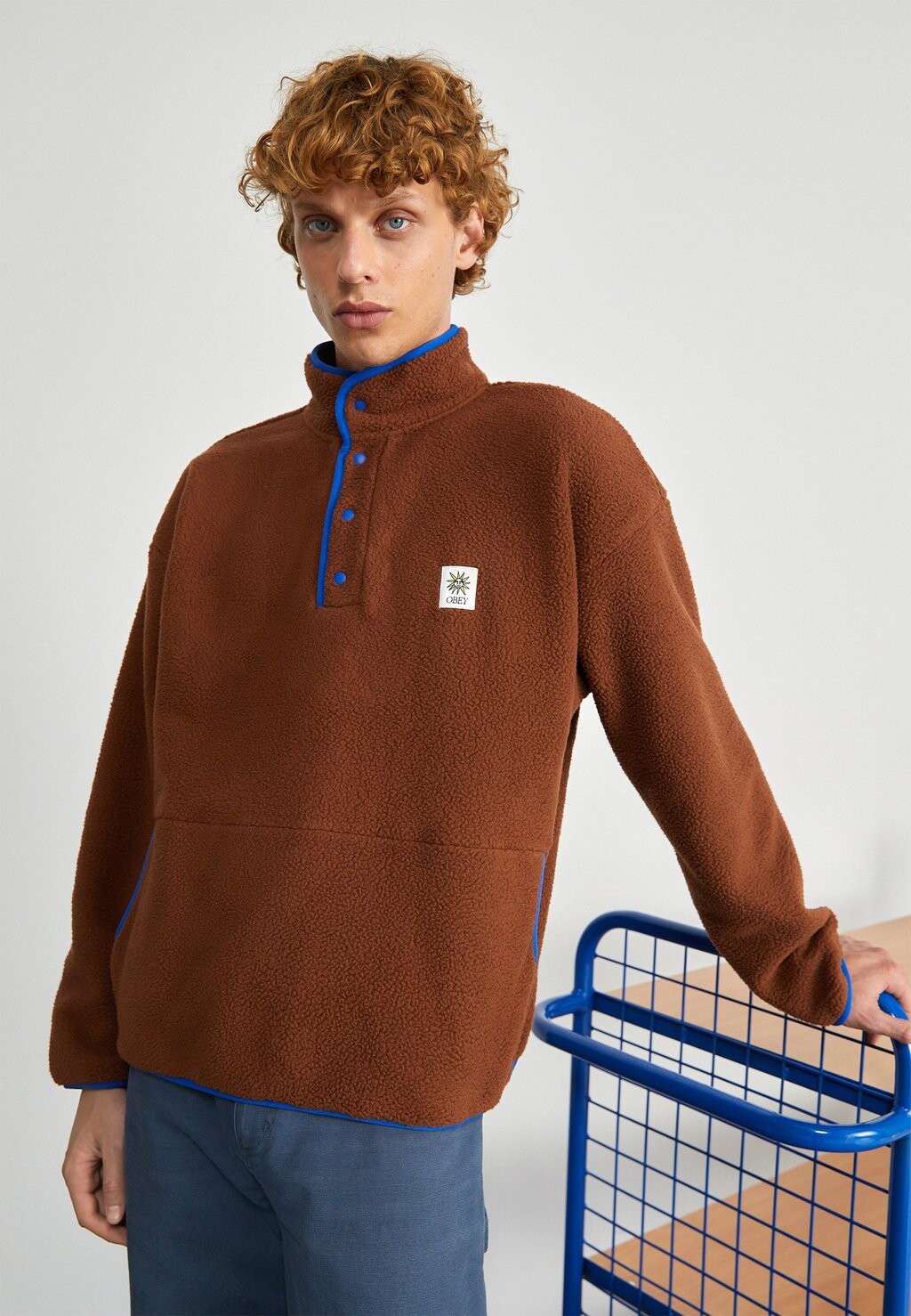 

Флисовый джемпер Obey Clothing RAYS MOCKNECK, цвет sepia