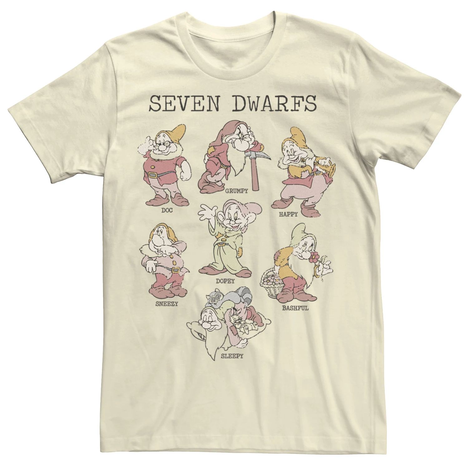 Мужская футболка с портретами Белоснежки и семи гномов Disney