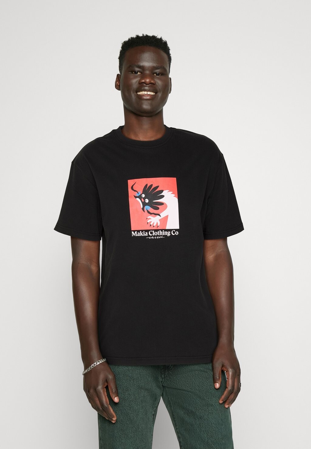 

Футболка с принтом Dragon Unisex Makia, черный