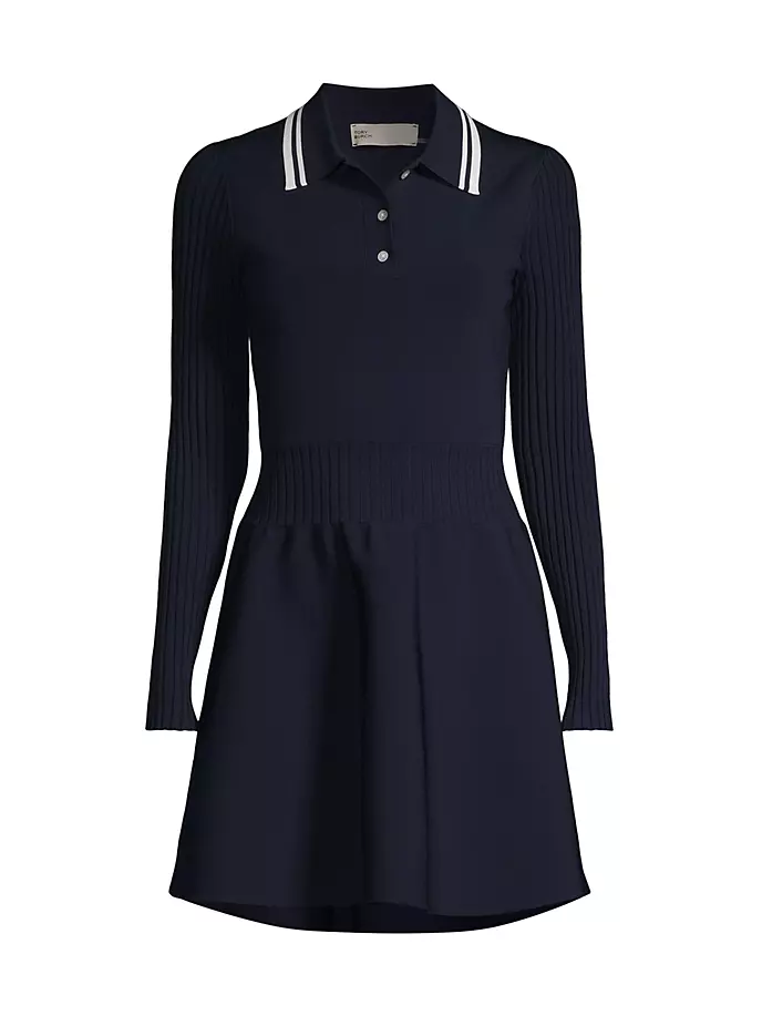 

Мини-платье поло технической вязки Tory Burch, цвет tory navy