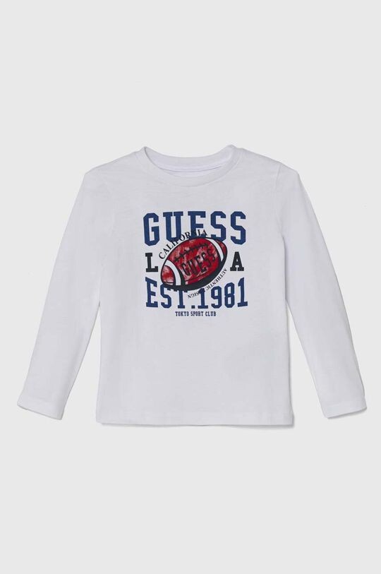 

Хлопковая рубашка с длинными рукавами для мальчиков и девочек Guess, белый