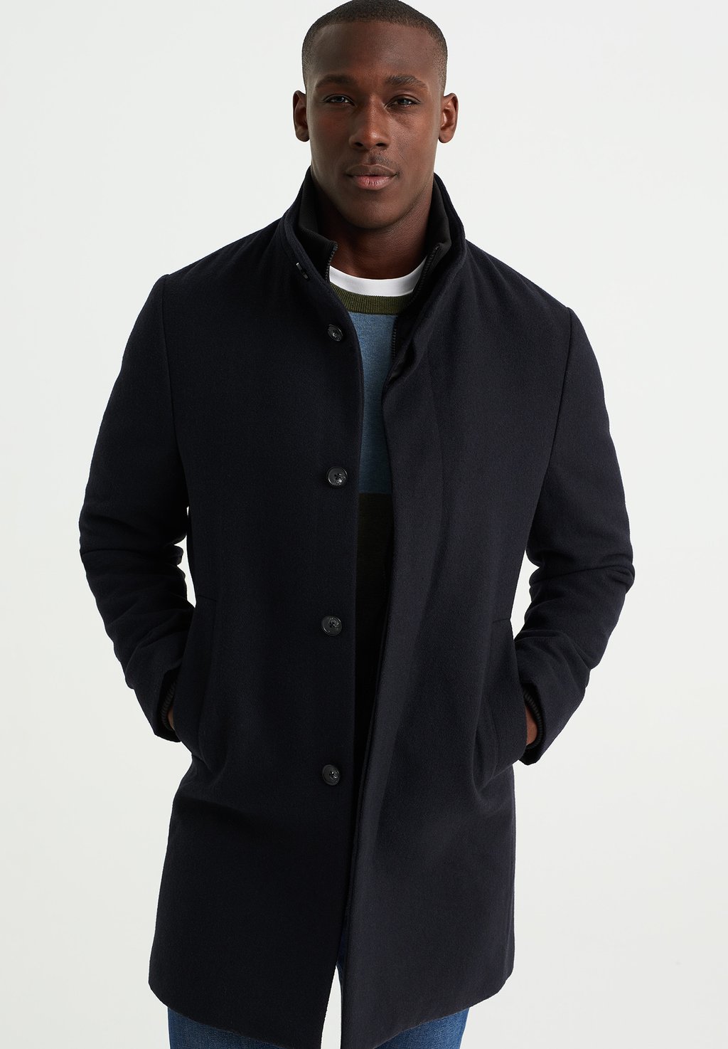 Классическое пальто WE Fashion, синее классическое пальто we fashion черный