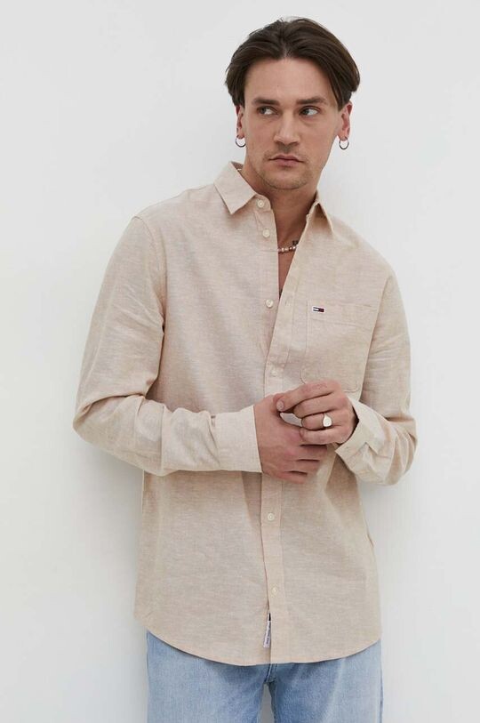 

Рубашка из смесового льна Tommy Jeans, бежевый