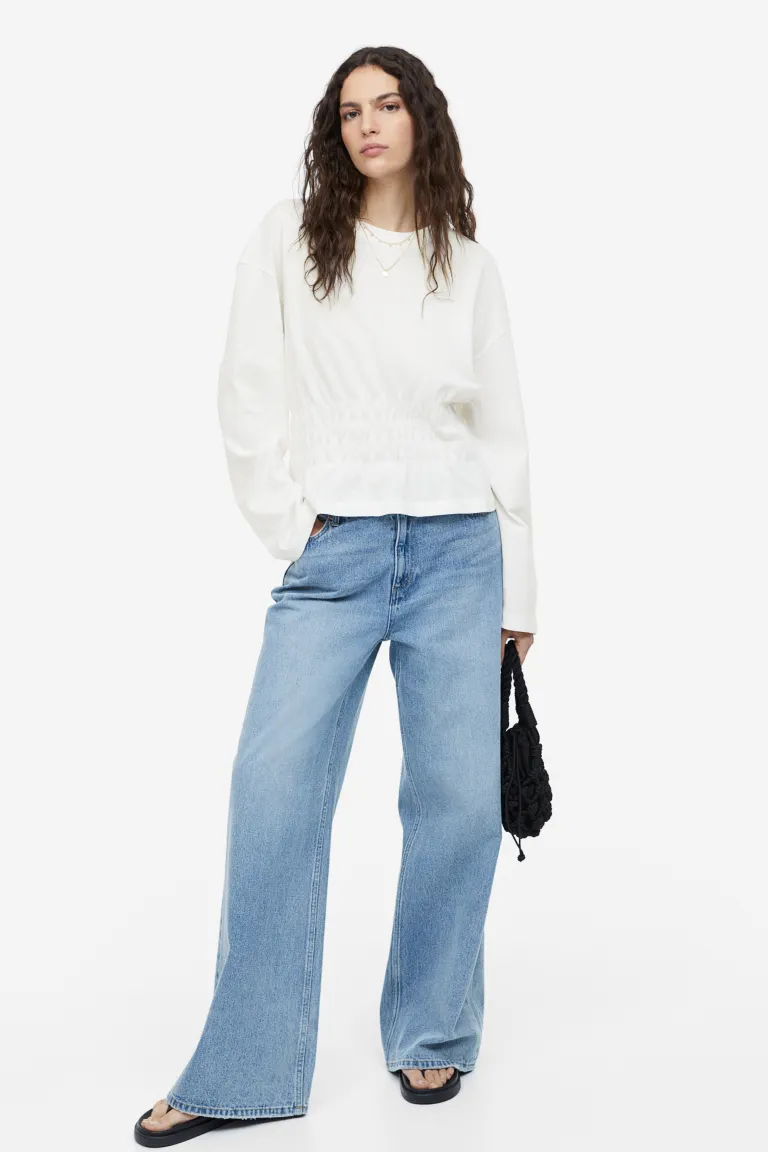 

Комплектная блузка с эластичной талией H&M, белый