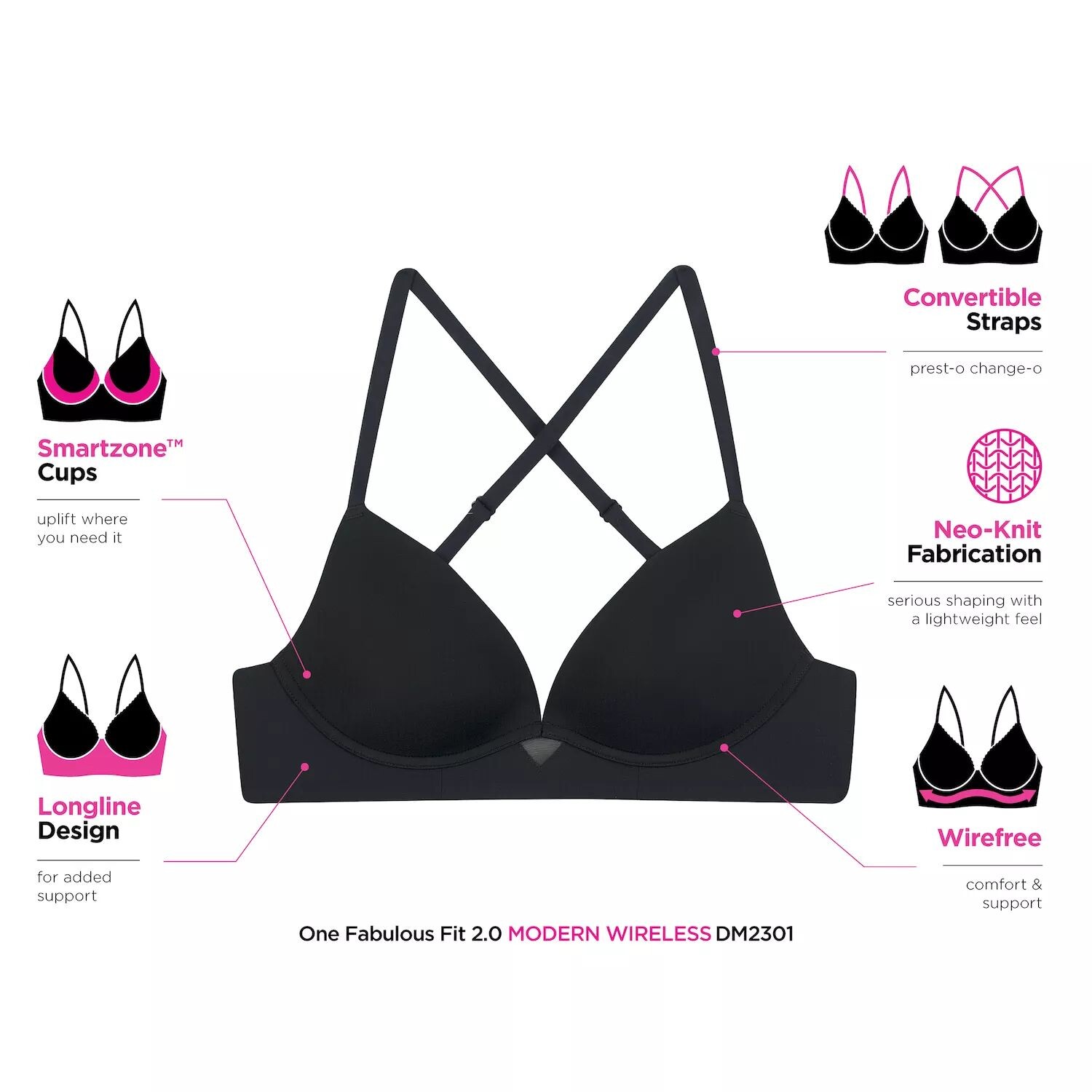 

Беспроводной бюстгальтер Maidenform One Fab Fit DM2301 Maidenform, белый