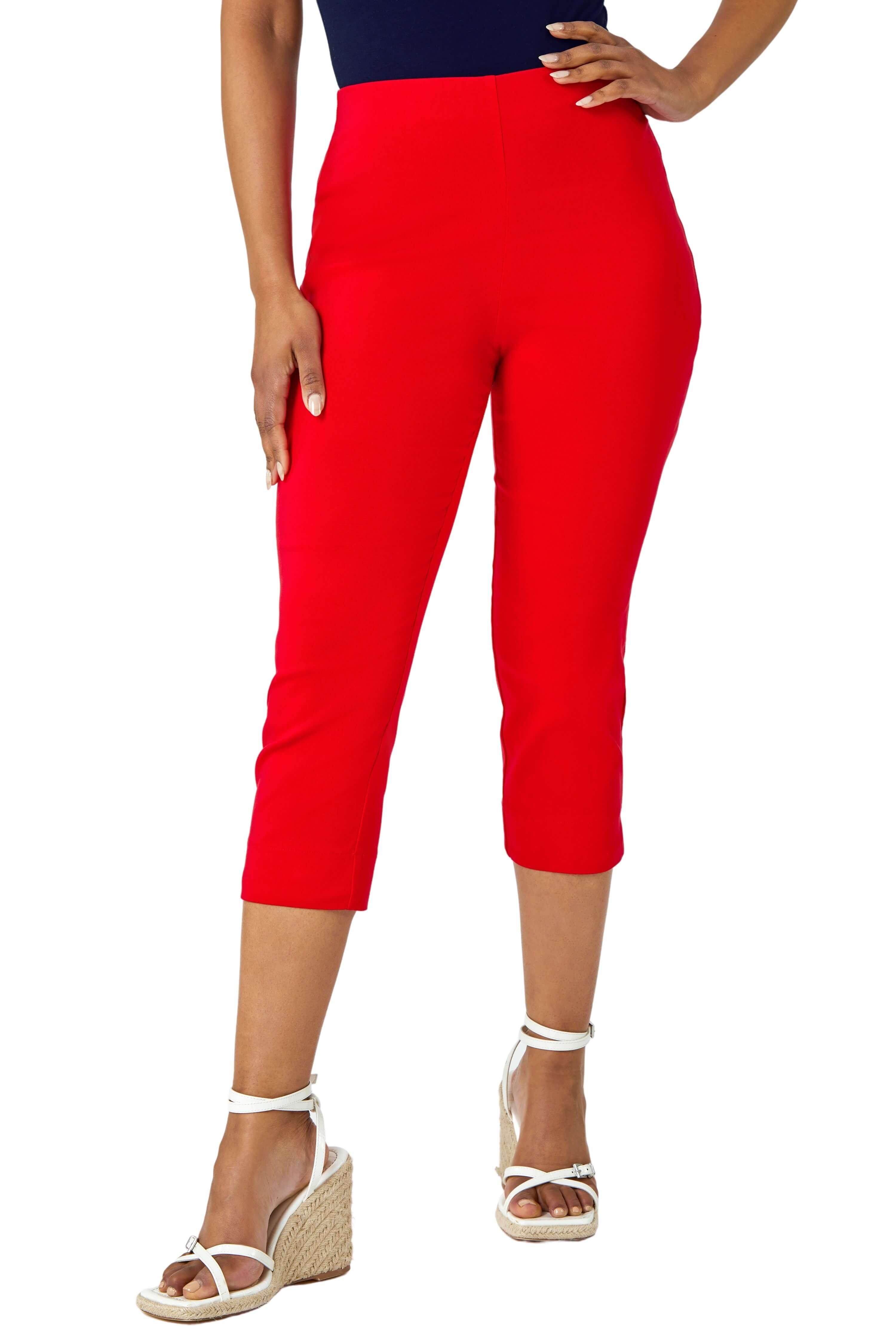 Укороченные эластичные брюки Petite Roman, красный укороченные утеплённые брюки overcome