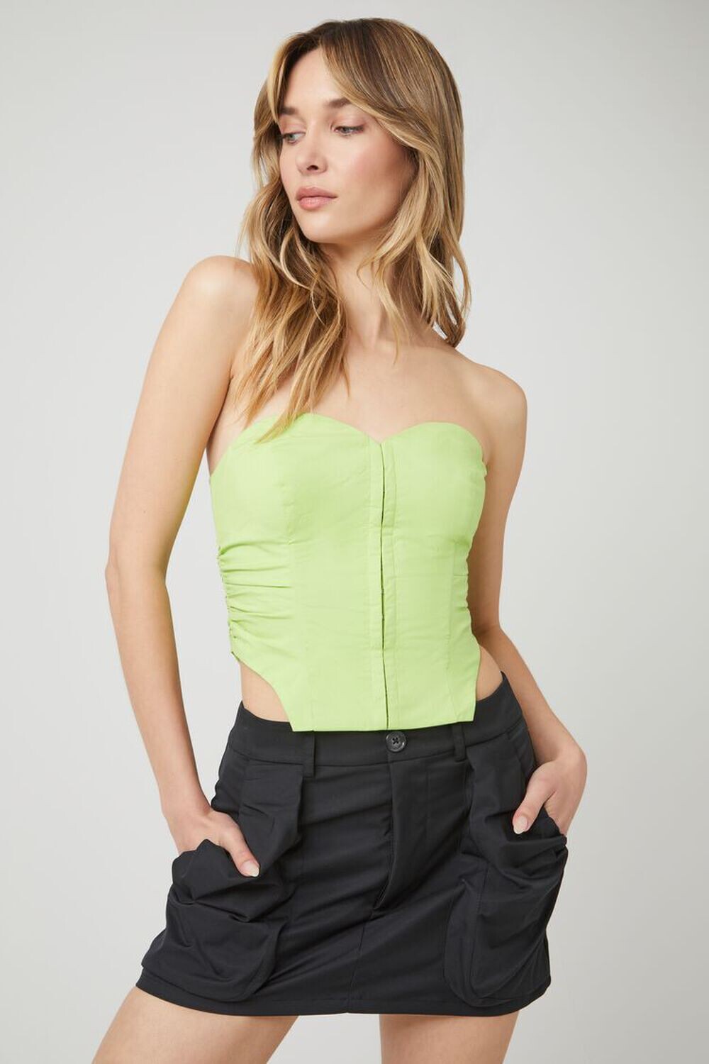 

Мини-юбка трапециевидного кроя из твила Forever 21, черный