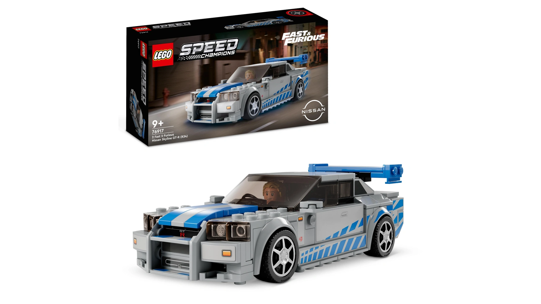 Lego Speed ​​​​Champions 2 Форсаж 2 Форсаж Nissan Skyline GT-R (R34) nissan skyline gt r 2002 масштаб 1 24 коллекционная модель автомобиля silver