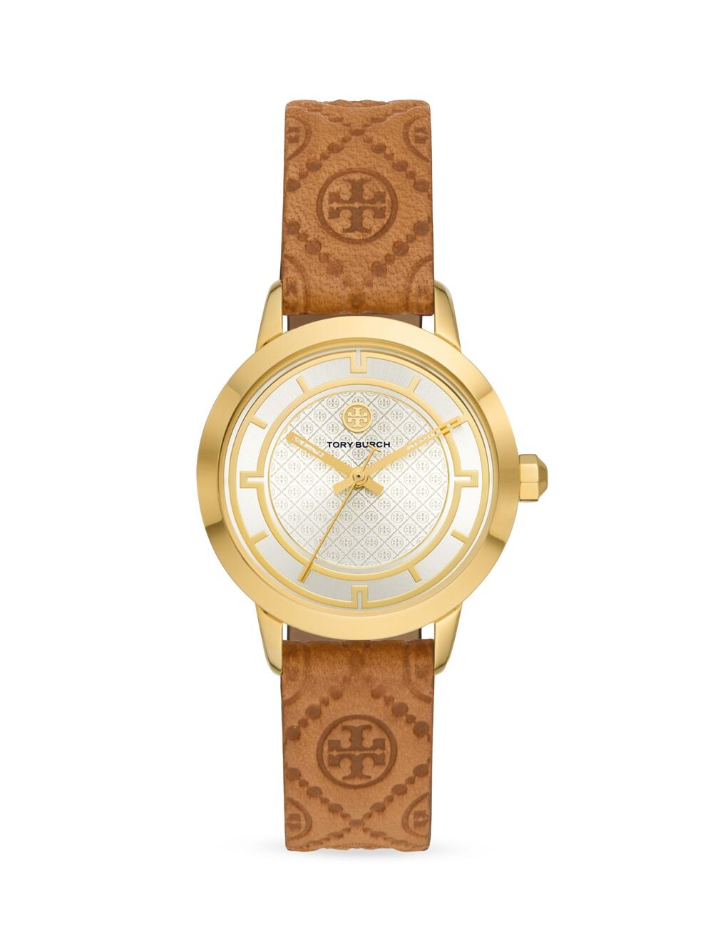 

Часы Tory Goldtone из нержавеющей стали и с кожаным ремешком Tory Burch, коричневый