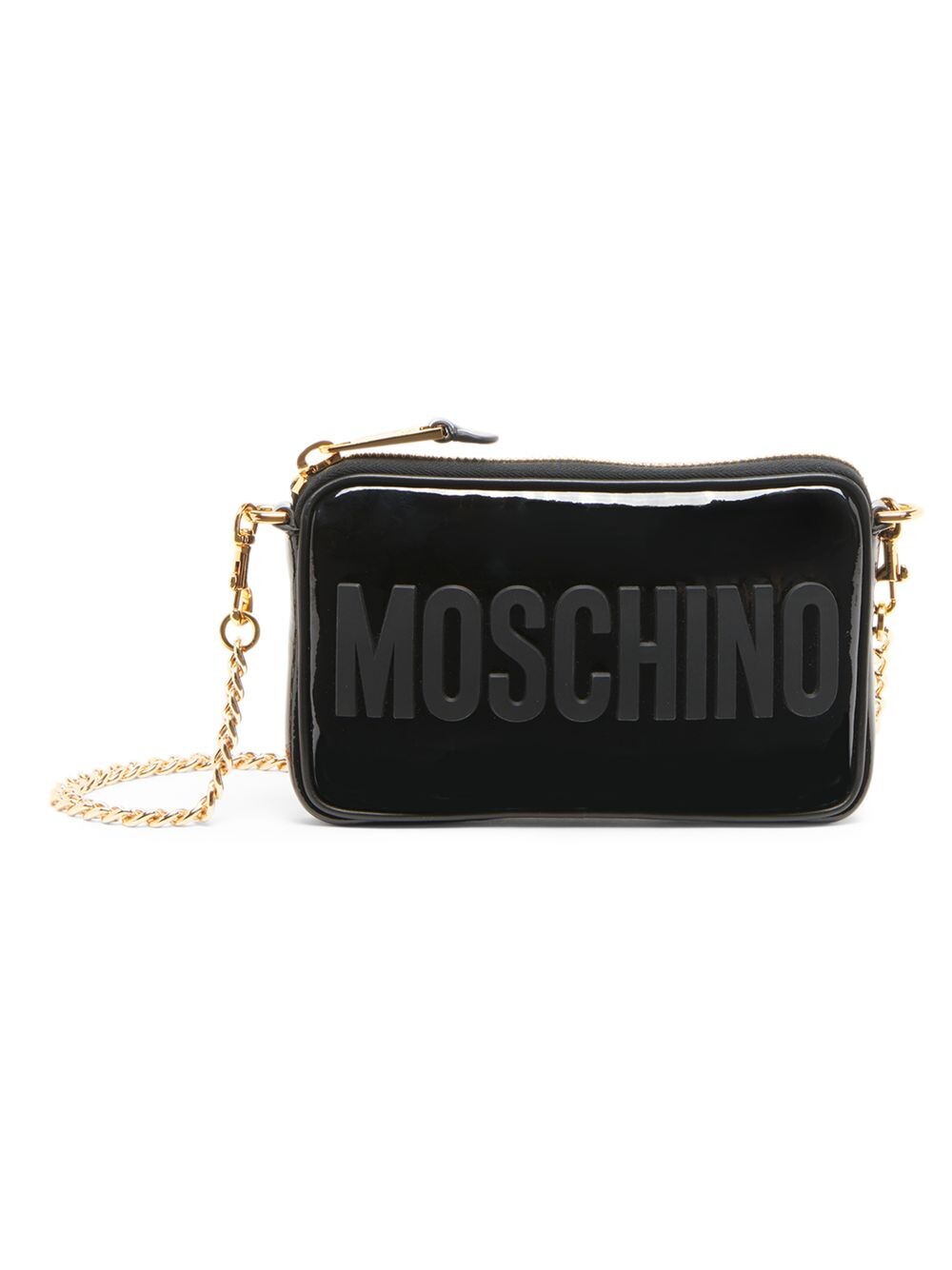 

Сумка на плечо из лакированной кожи с логотипом Moschino, черный