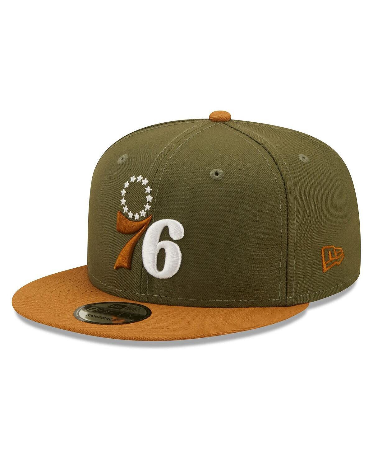 

Мужская оливково-коричневая кепка Philadelphia 76ers двухцветная цветовая упаковка 9FIFTY Snapback Hat New Era