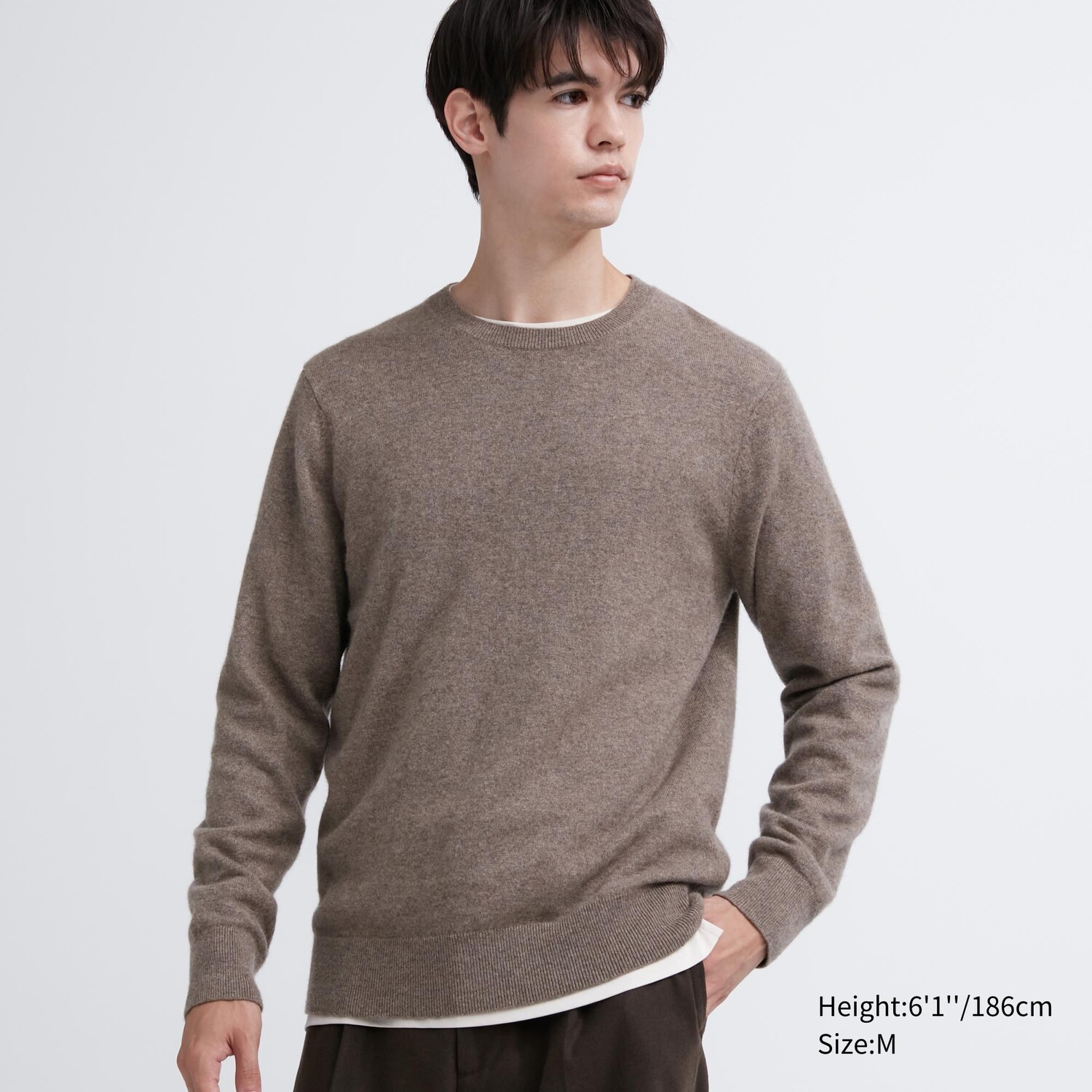 

Свитер Uniqlo мужской кашемировый с круглым вырезом, коричневый
