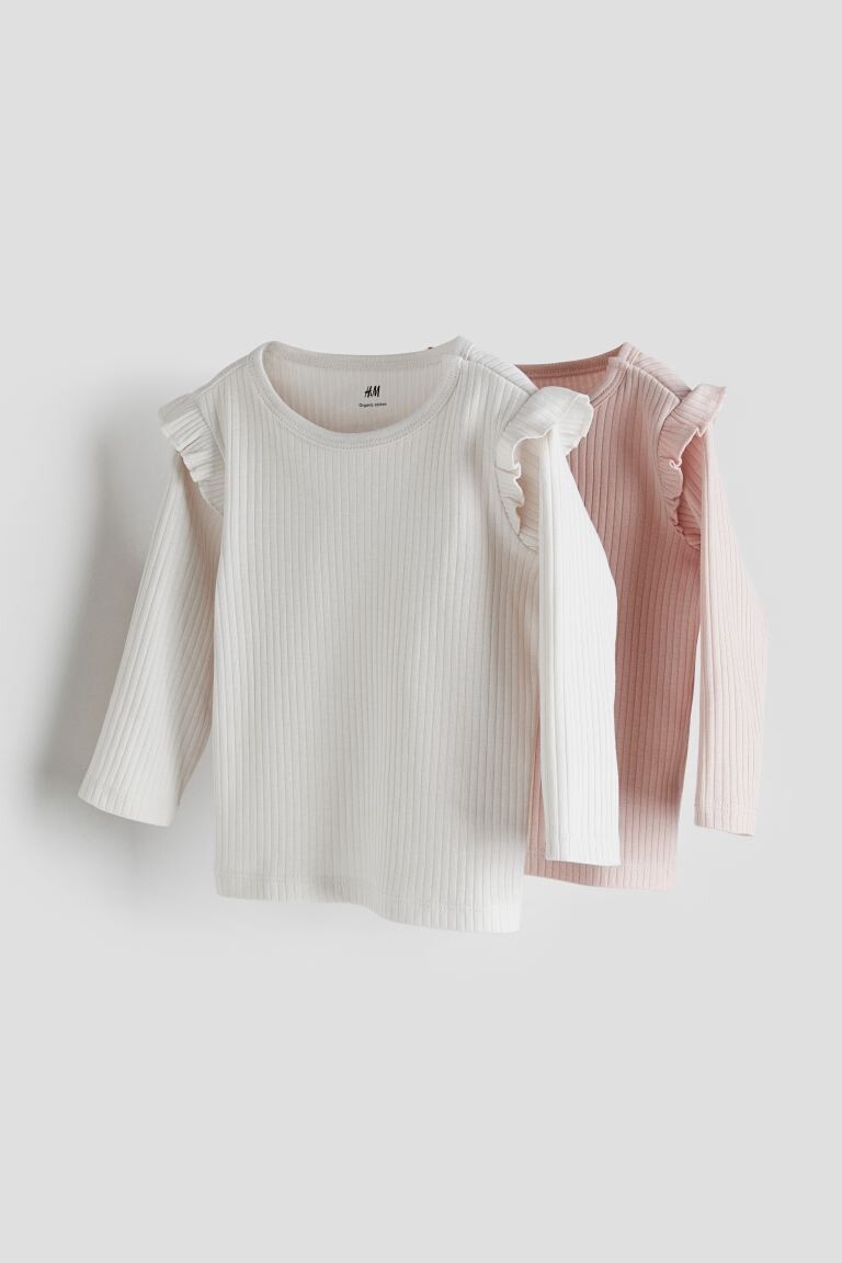 

2 пары рубашек из джерси в рубчик H&M, белый