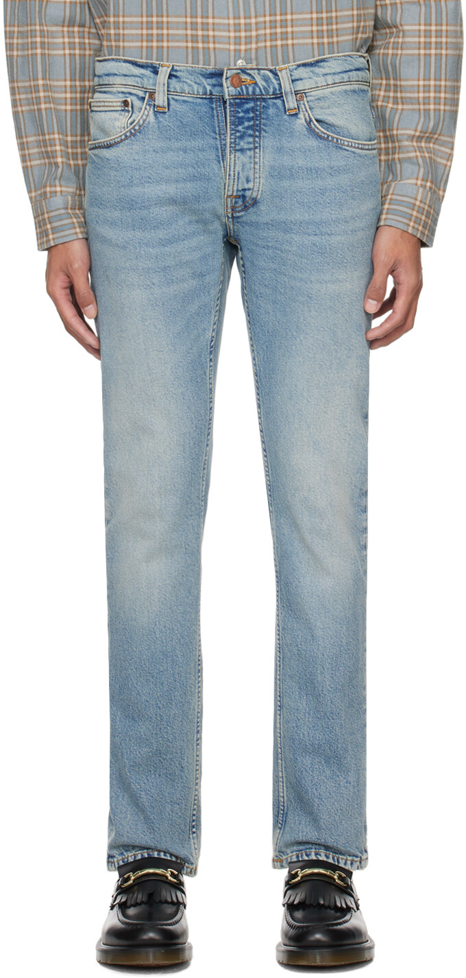 

Синие джинсы Grim Tim Nudie Jeans, цвет Blue smoke