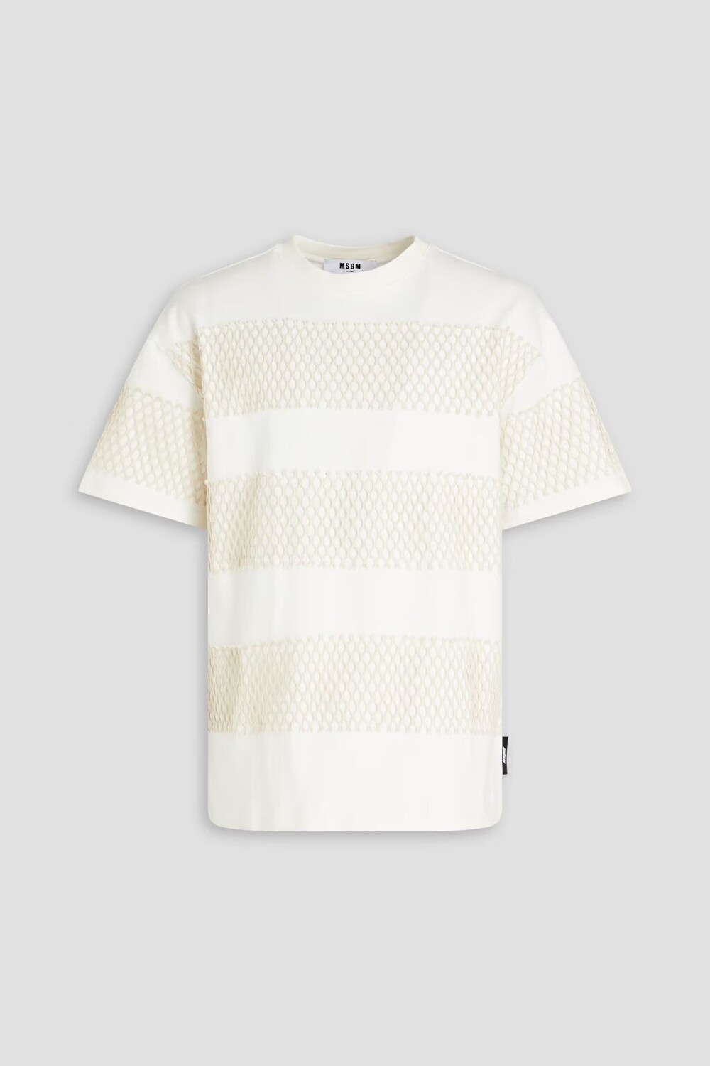 

Футболка из хлопкового джерси с сетчатыми вставками Msgm, экрю