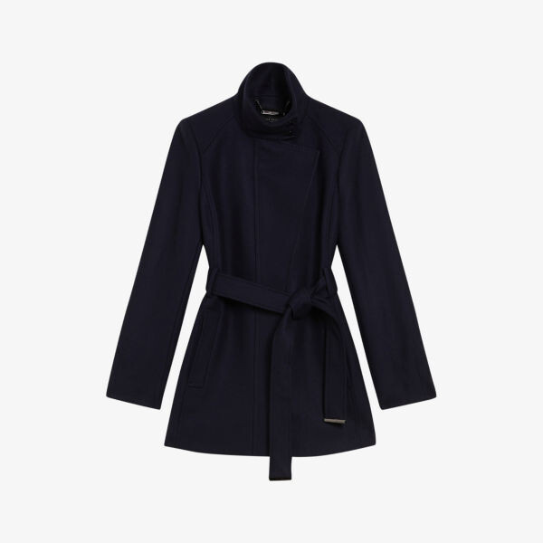 

Пальто icombis с воротником-воронкой из смесовой шерсти Ted Baker, синий