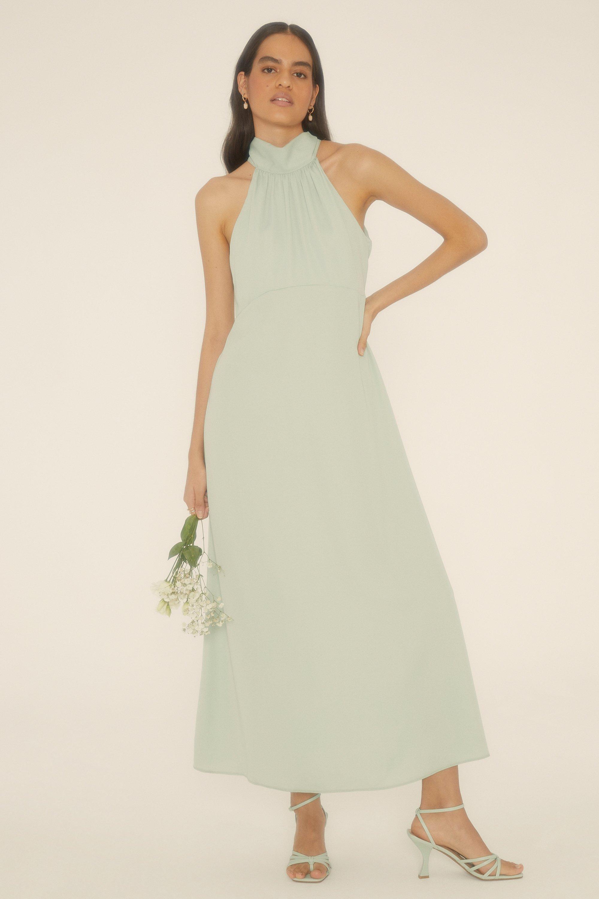 Атласное платье миди с вырезом через шею Oasis, зеленый платье ascool оливковое с бантом 44 размер новое