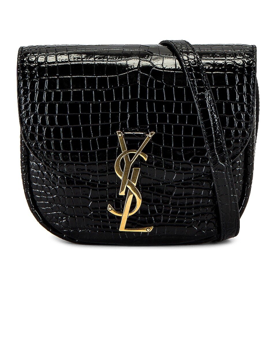 

Сумка Saint Laurent Small Kaia Embossed Croc Satchel, неро