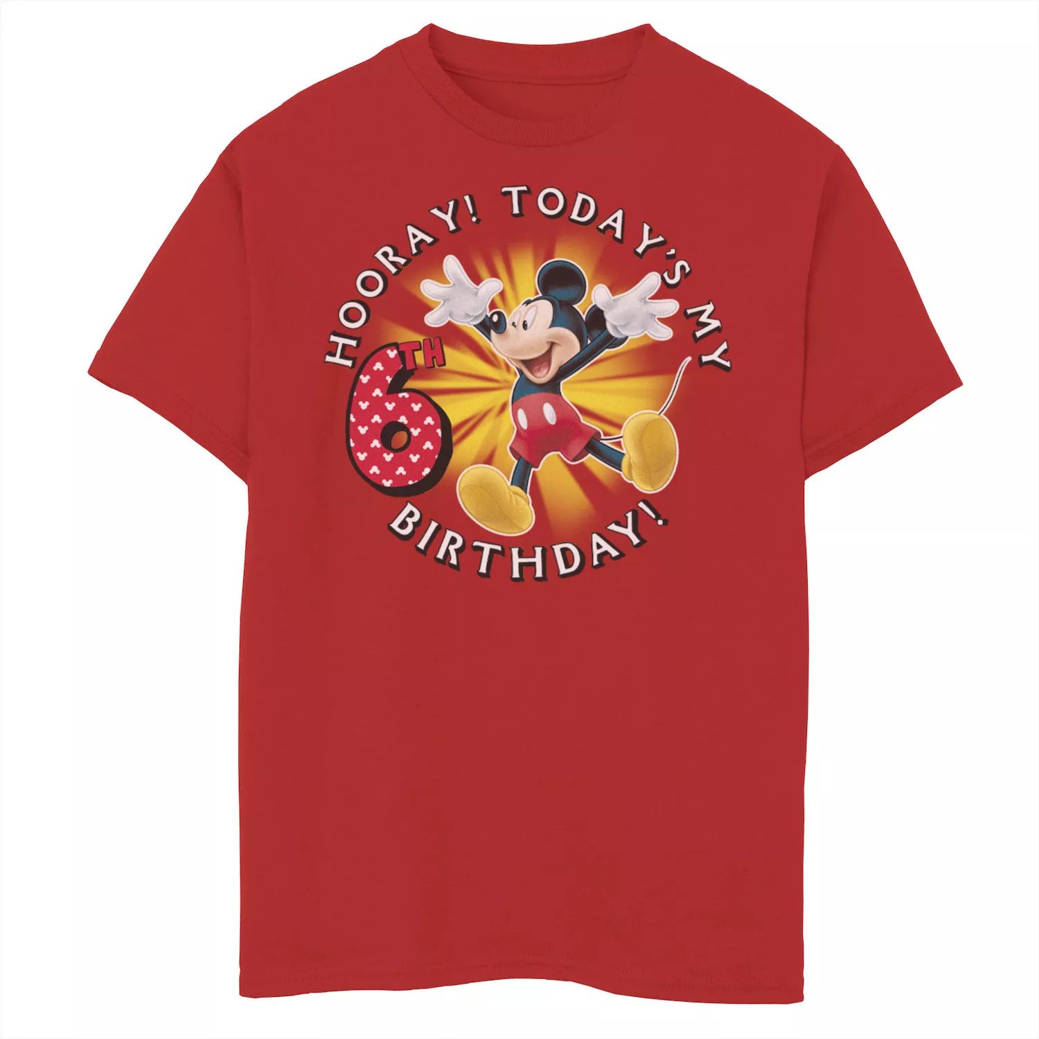 Микки Маус Диснея, мальчики 8–20 лет Ура! Футболка с рисунком «Мой 6-й день рождения» сегодня Disney, красный микки маус диснея мальчики 8–20 лет ура футболка с рисунком мой 6 й день рождения сегодня disney
