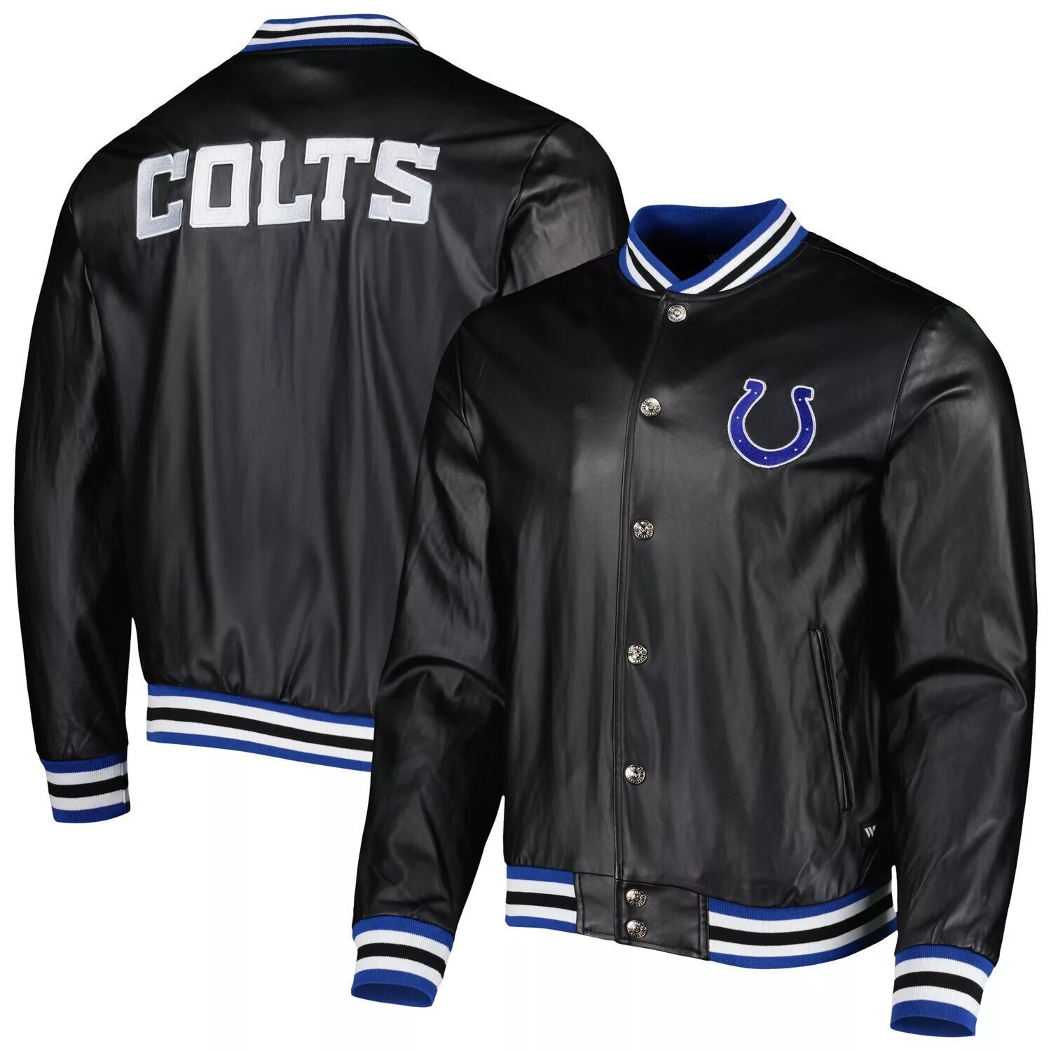 

Мужская черная куртка-бомбер с металлизированными кнопками The Wild Collective Indianapolis Colts