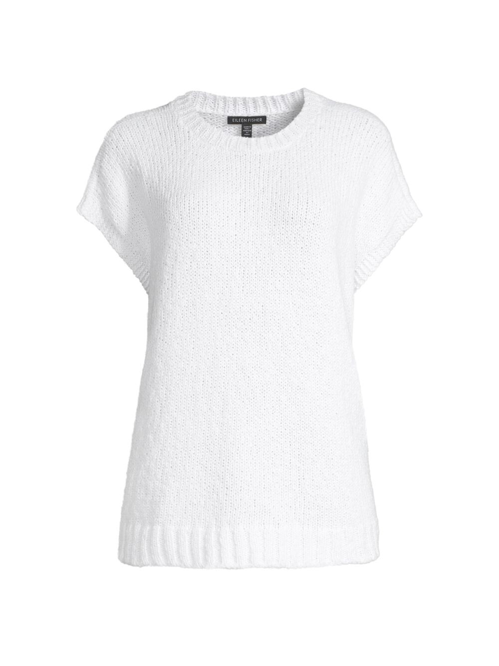 

Хлопковый пуловер с круглым вырезом Eileen Fisher, белый