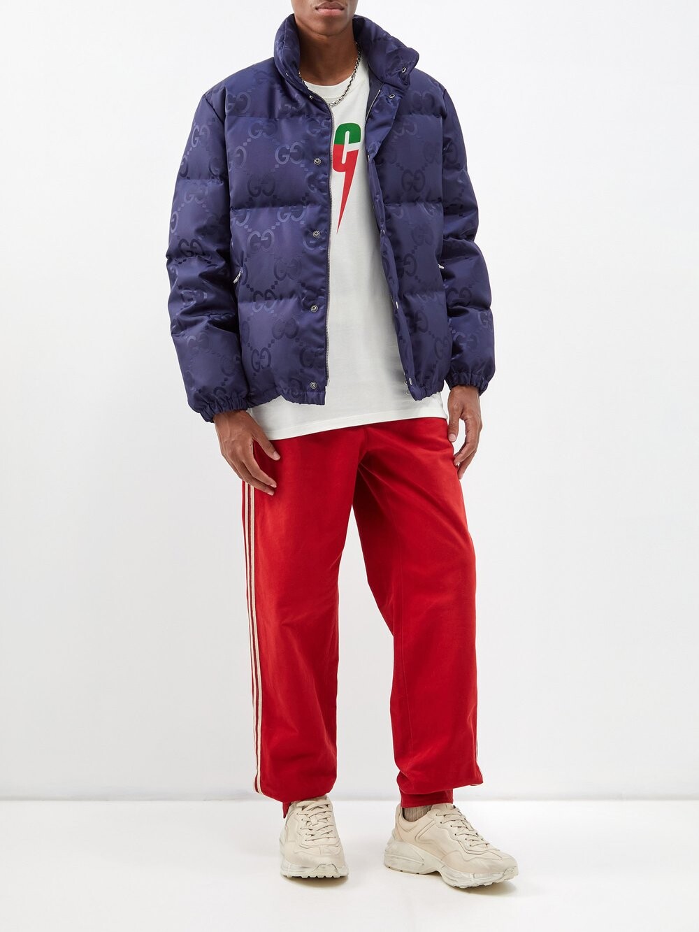 

Пуховик с жаккардовым узором gg Gucci, синий