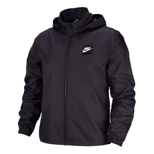 Куртка Men's Nike Logo Solid Color Casual Breathable Sports Hooded Jacket Black, черный