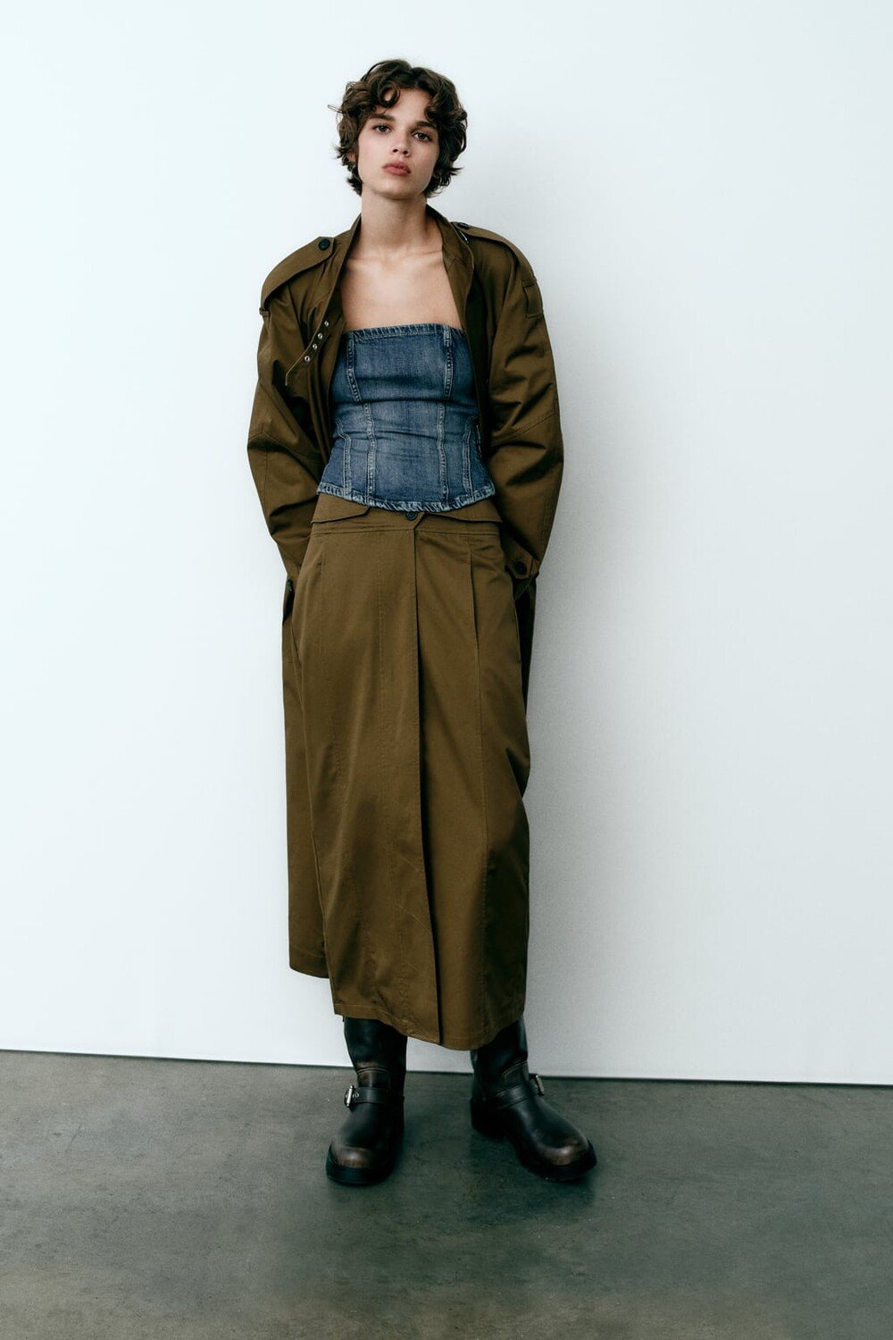 

Джинсовый топ Trf в корсетном стиле ZARA, синий