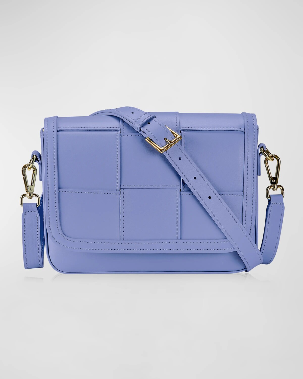 

Плетеная кожаная сумка через плечо Lily Gigi New York, цвет French Blue