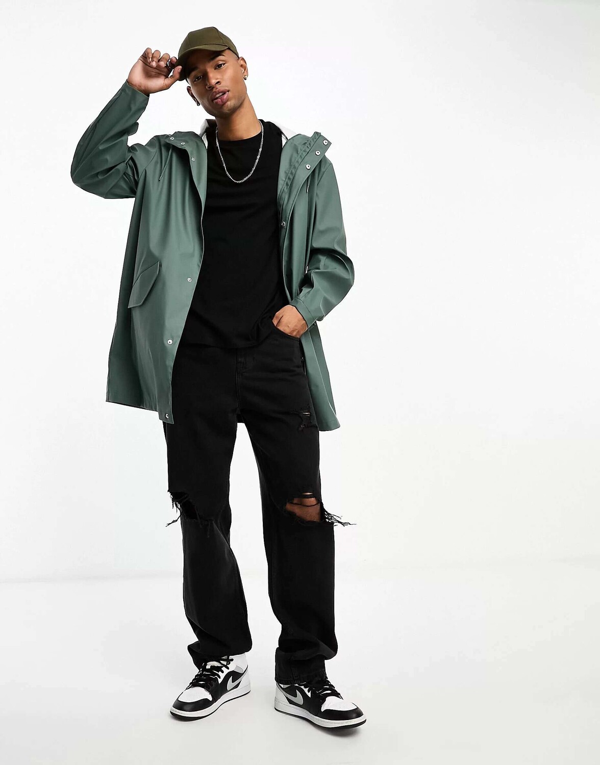 

Зеленая прорезиненная дождевик для душа ASOS, Зеленый