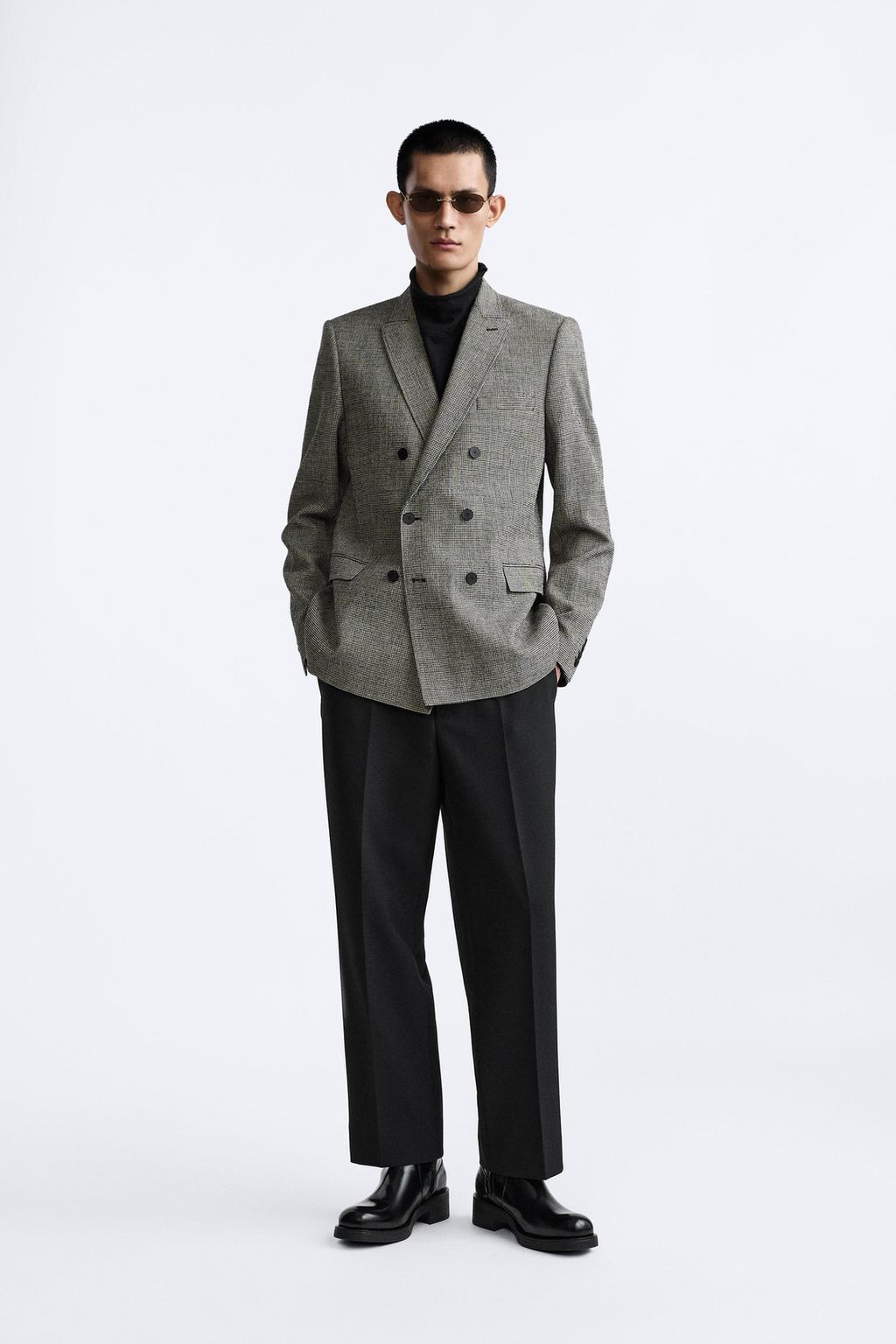 Пиджак из полушерсти ZARA, черно-белый пиджак zara размер xs белый