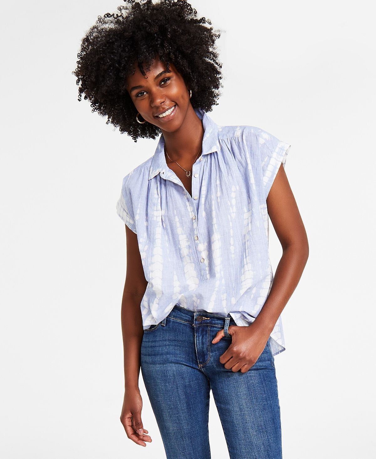

Женская хлопковая стираная рубашка «летучая мышь» Popover Lucky Brand