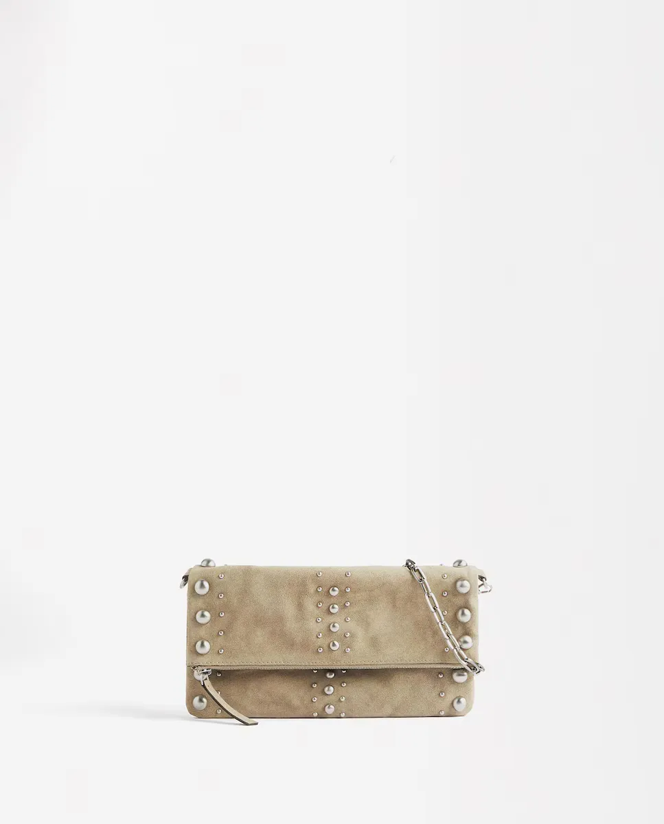 

Кожаная сумка через плечо с заклепками и застежкой-молнией Parfois, цвет Natural