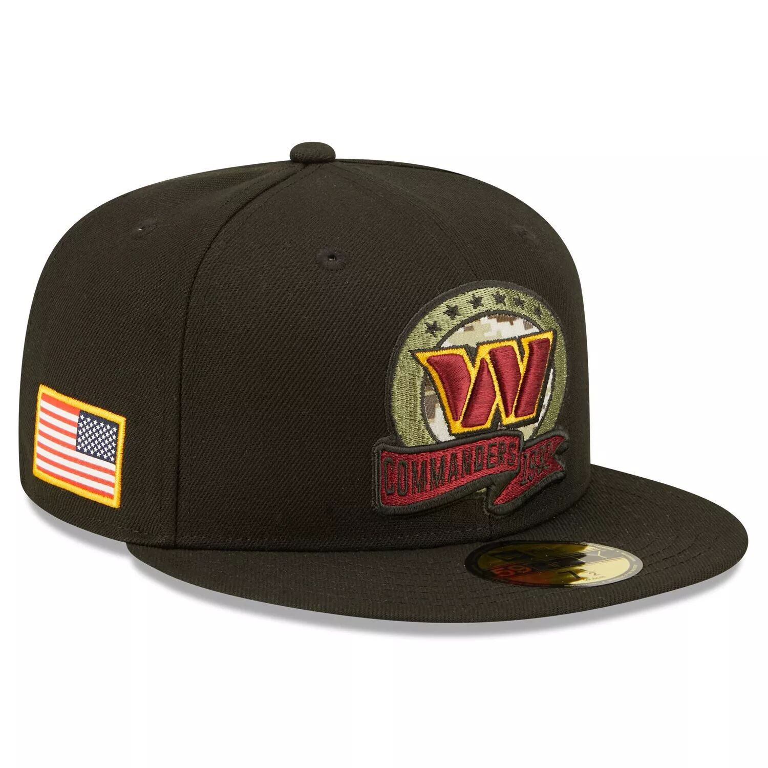 

Мужская облегающая шляпа New Era Washington Commanders 2022 Salute To Service 59FIFTY черного цвета