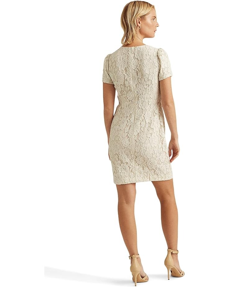 

Платье LAUREN Ralph Lauren Puff-Sleeve Lace Cocktail Dress, цвет Mascarpone Cream