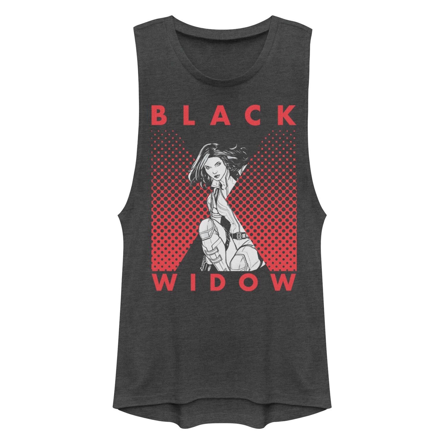 

Майка с мускулистой текстурой Marvel Black Widow для юниоров и полутоновым портретом с логотипом Licensed Character