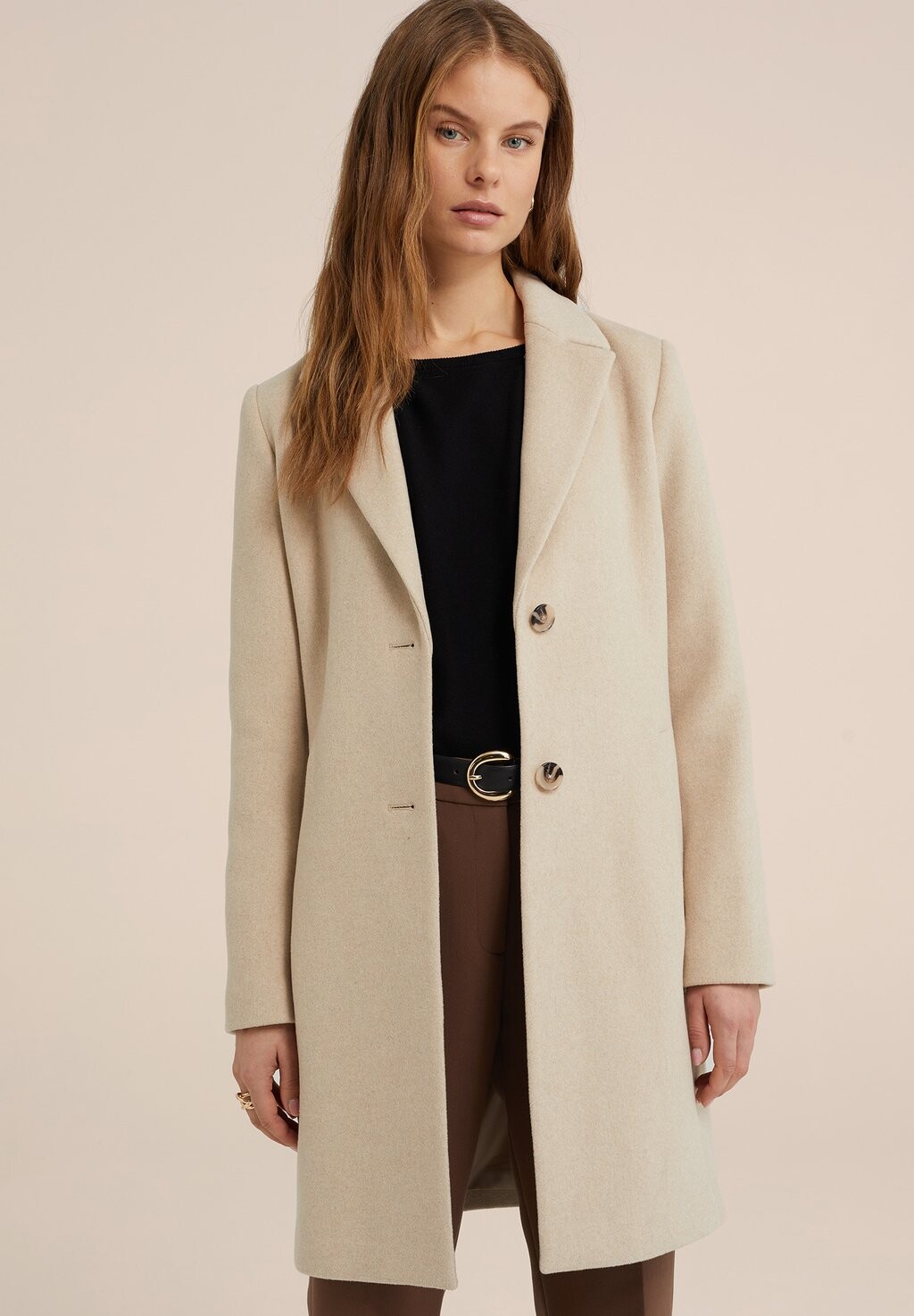 

Классическое пальто WE Fashion, бежевое, Бежевый