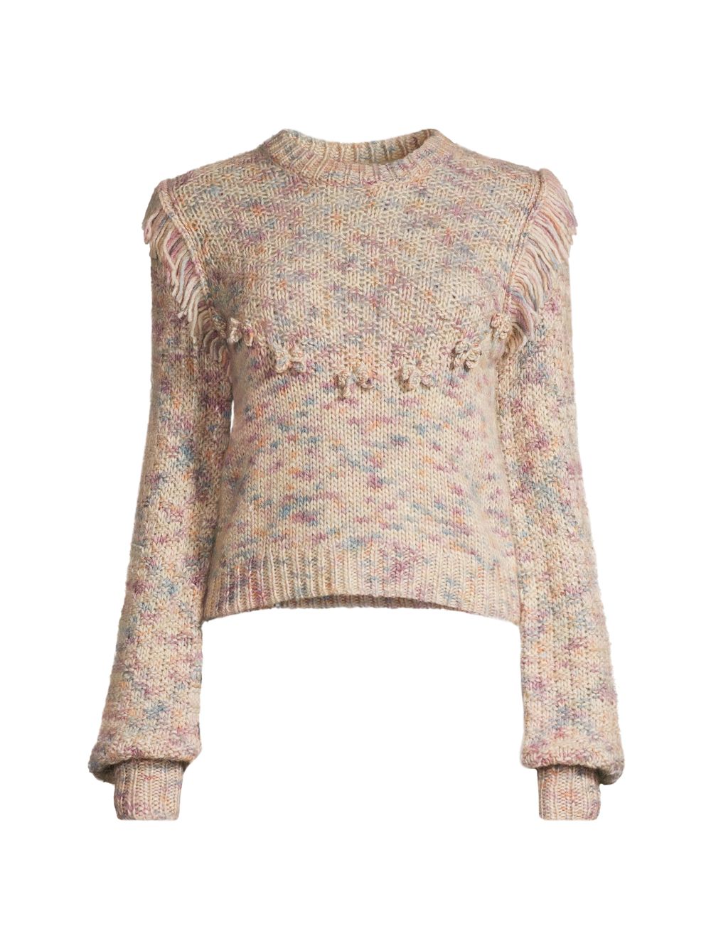 Пуловер Koru Marled из смесовой шерсти LoveShackFancy, песочный цена и фото