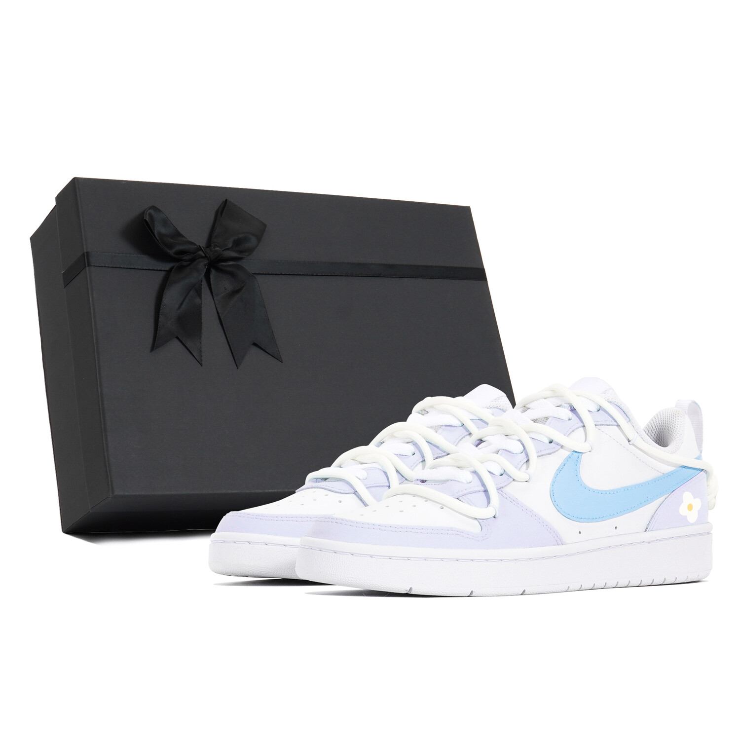 

Кроссовки Nike Court Borough Skateboarding Shoes Women's Low-top White/Virtual Blue/Prism Purple, белый/синий/фиолетовый