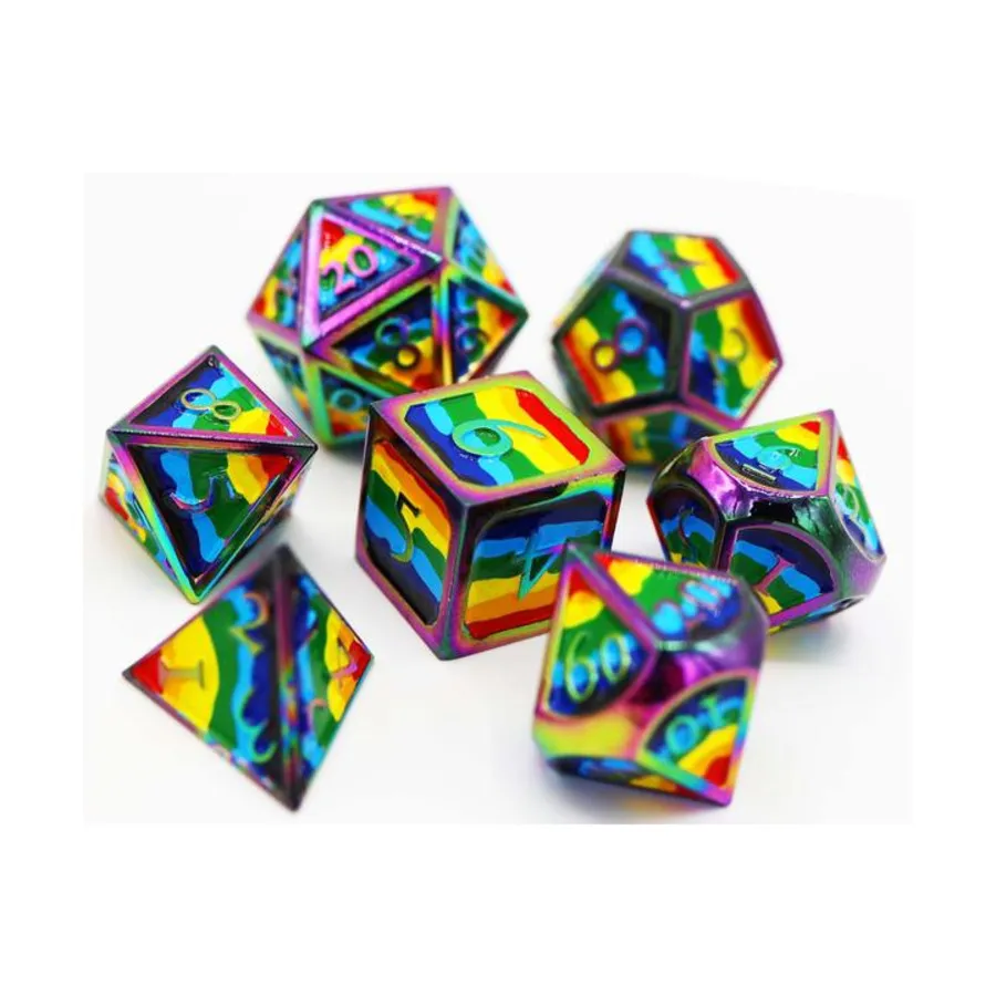 

Металлический поли-набор — Радужная гордость (7), Dice Sets - Pride Dice