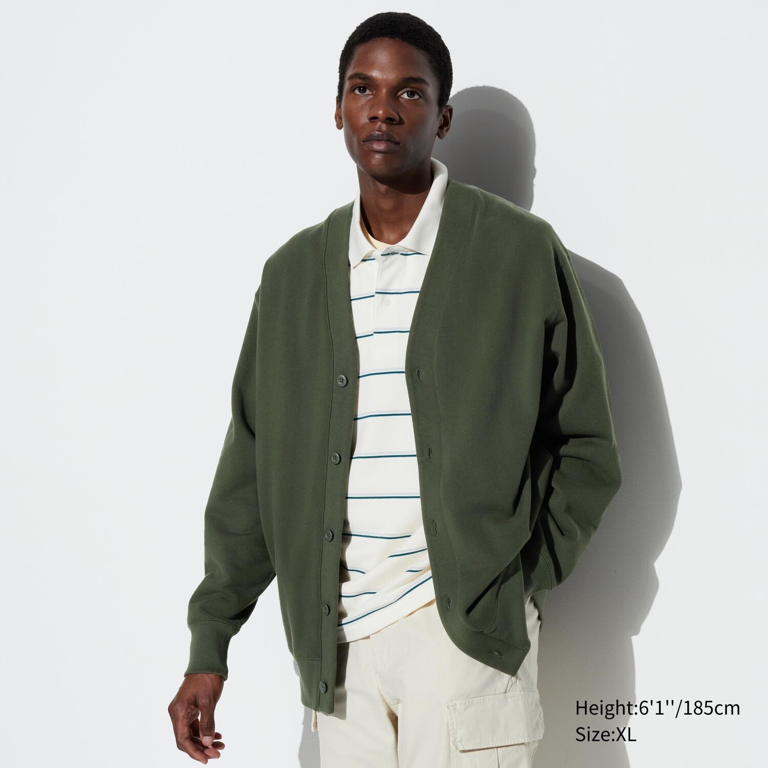 

Кардиган Uniqlo мужской хлопковый с длинными рукавами, темно-зеленый