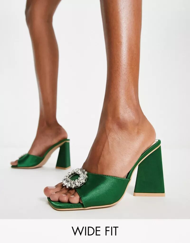 цена Изумрудно-зеленые туфли-мофели широкого кроя Be Mine Mercyy, украшенные кристаллами Be Mine Wide Fit
