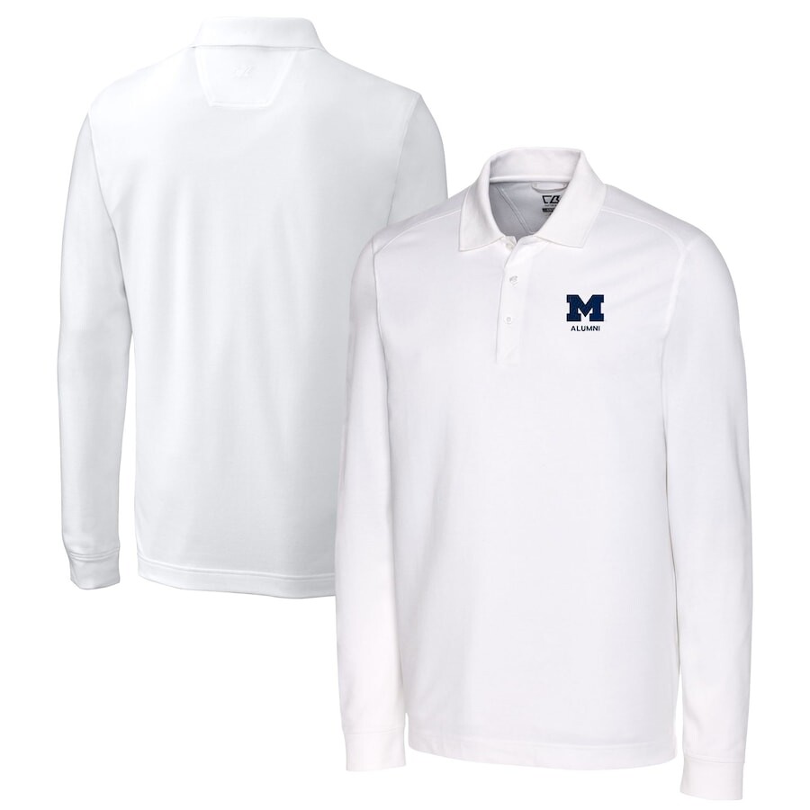 

Поло с длинным рукавом Cutter & Buck Michigan Wolverines, белый