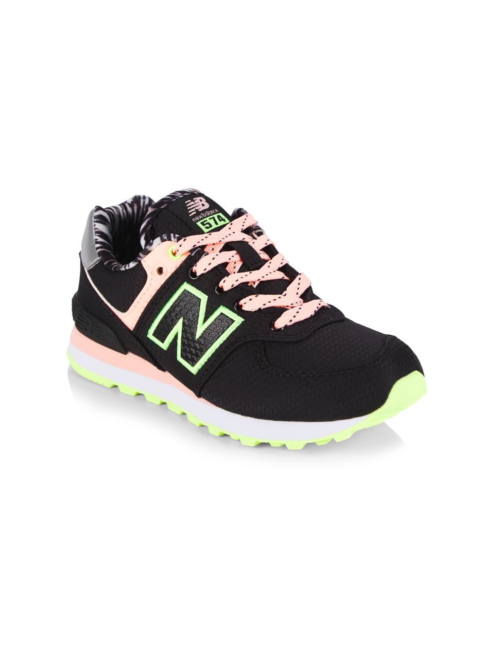 

Кроссовки Little Girl's & Girl's 574 с цветными блоками New Balance, черный