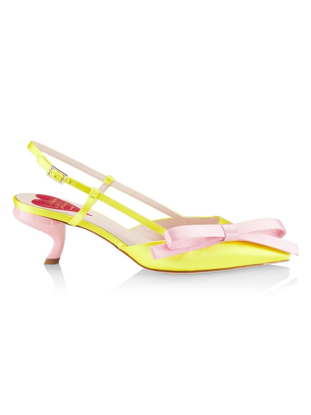 

Атласные сандалии с ремешком на пятке Virgule Bow 55MM Roger Vivier, желтый