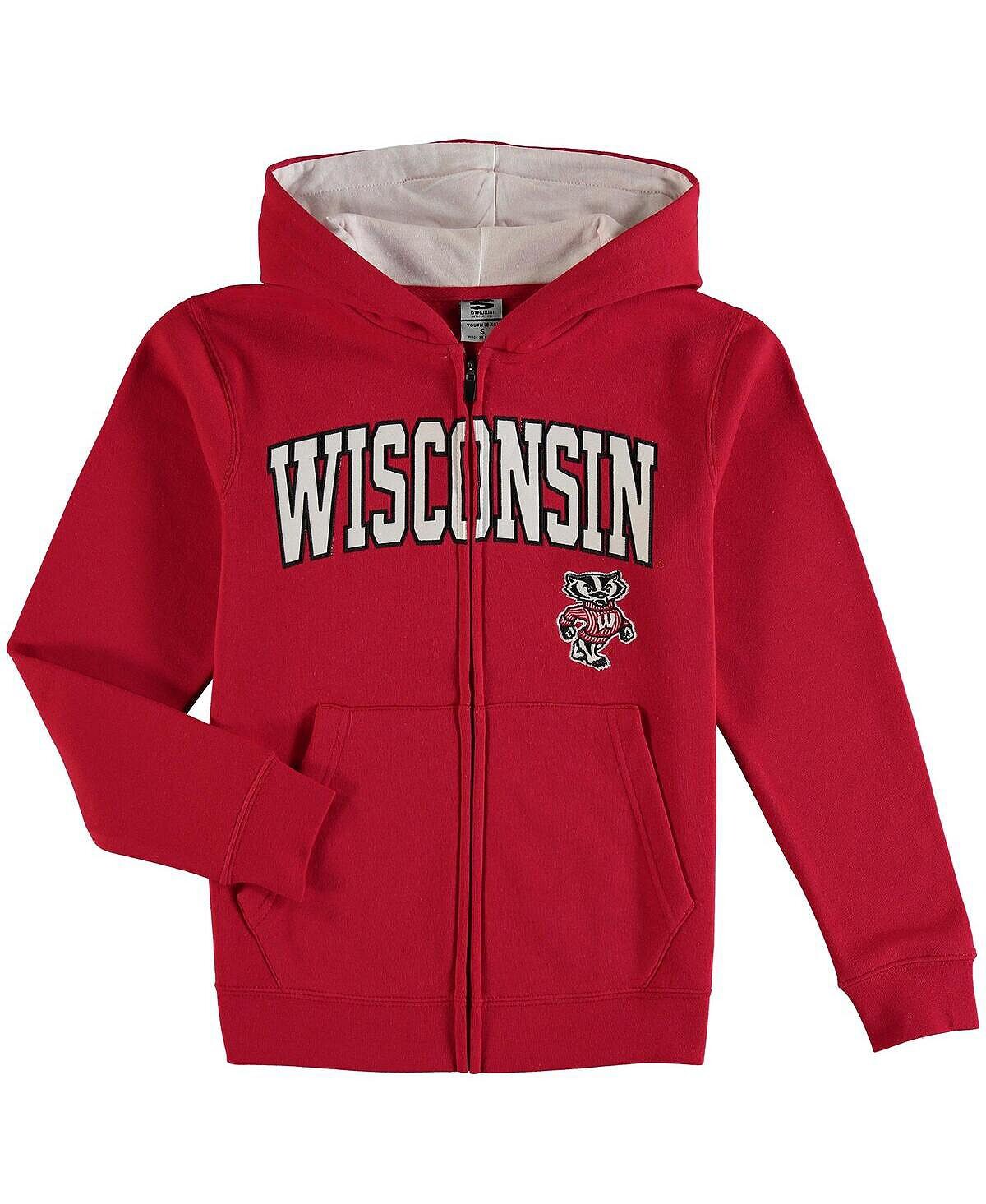 

Толстовка с молнией во всю длину и аркой Big Boys Red Wisconsin Badgers Stadium Athletic