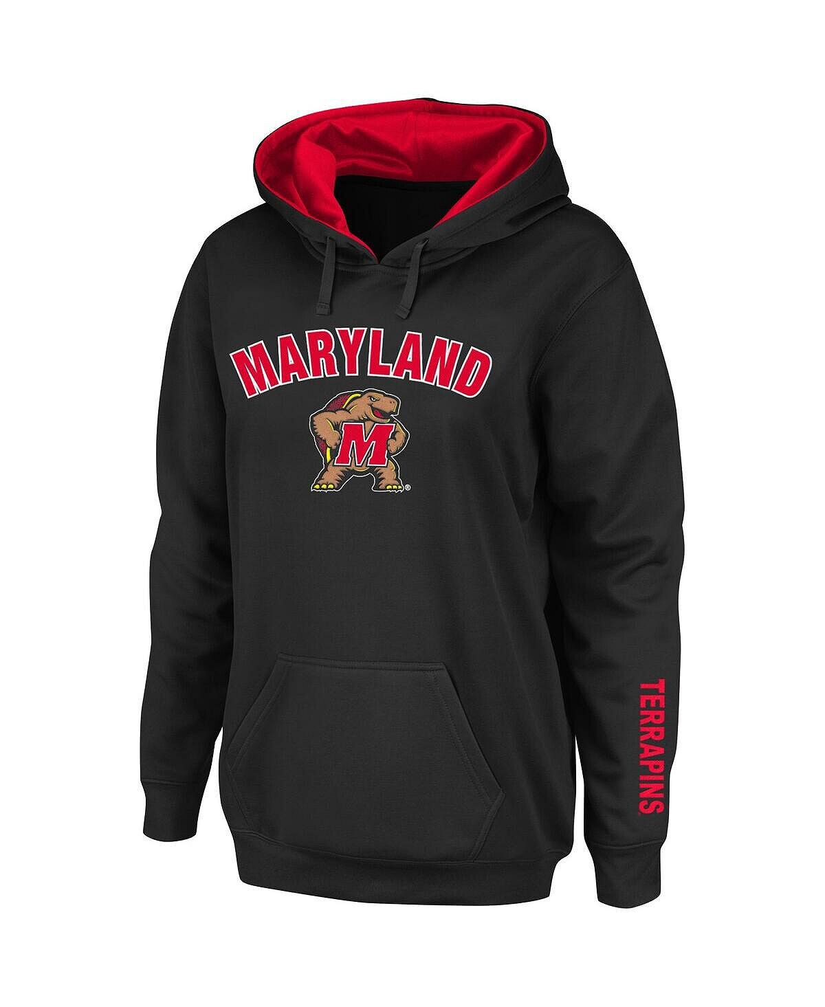 

Женский черный пуловер с капюшоном Maryland Terrapins Arch и Logo 1 Colosseum, черный